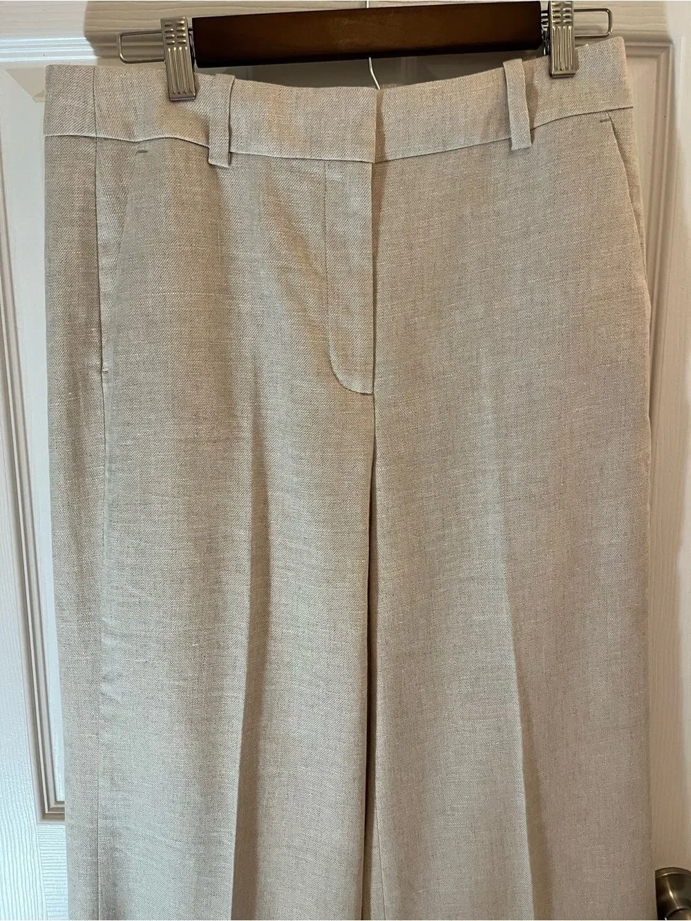 J.Crew Linen Blend Wide Leg Trouser Pants in Oatmeal Beige — Size 8 NWOT